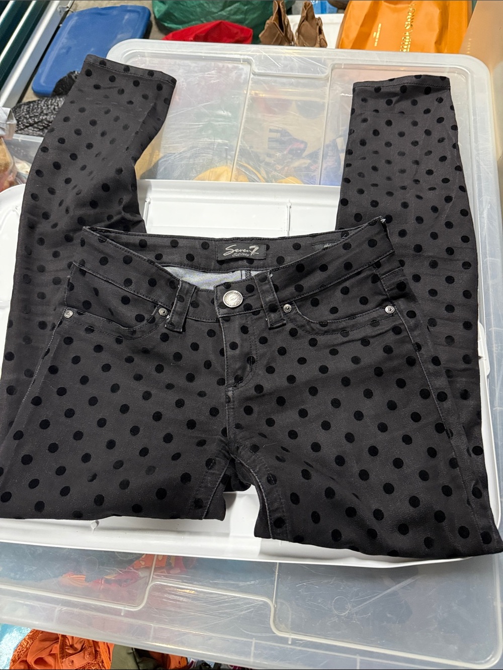 Seven7 Black Polka Dot Skinny Jeans